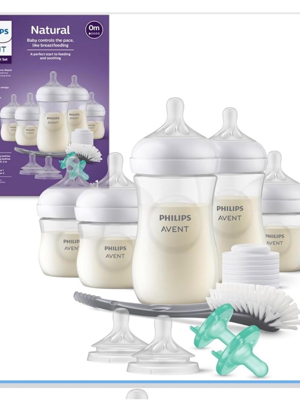 Philips AVENT Baby Bottle Set with Soothie Pacifiers - Clear/White NWOT